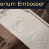 Paper embosser from Scriptorium, embossing on letter stationery