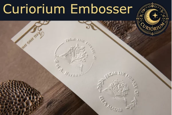 Paper embosser from Scriptorium, embossing on letter stationery